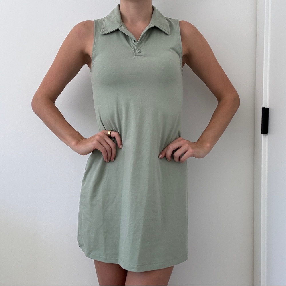 Aritzia Sleeveless Polo Mini Dress in Sage Green